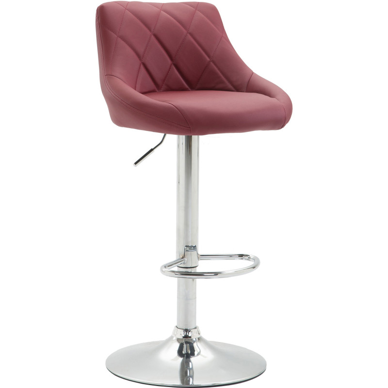 Tabouret de bar moderne chic en Polyuréthane Rouge bordeaux Métal Argenté Zerion - 1
