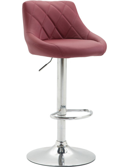 Tabouret de bar moderne chic en Polyuréthane Rouge bordeaux Métal Argenté Zerion - 1