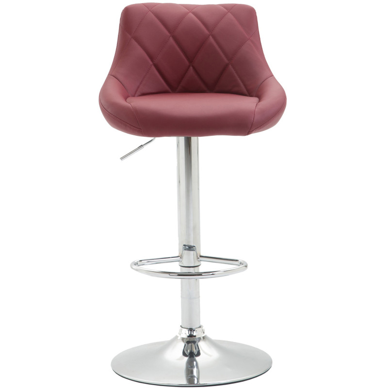 Tabouret de bar moderne chic en Polyuréthane Rouge bordeaux Métal Argenté Zerion - 2