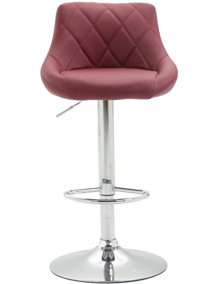 Tabouret de bar moderne chic en Polyuréthane Rouge bordeaux Métal Argenté Zerion - 2
