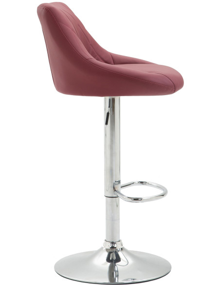 Tabouret de bar moderne chic en Polyuréthane Rouge bordeaux Métal Argenté Zerion - 3