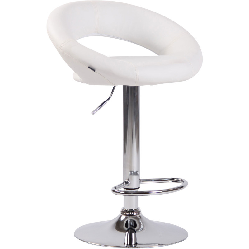 Tabouret de bar rond moderne en Polyuréthane Blanc Métal Argenté Zailor - 1