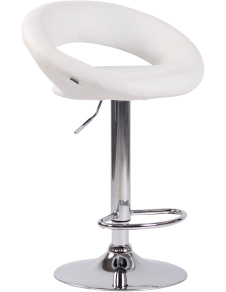 Tabouret de bar rond moderne en Polyuréthane Blanc Métal Argenté Zailor - 1