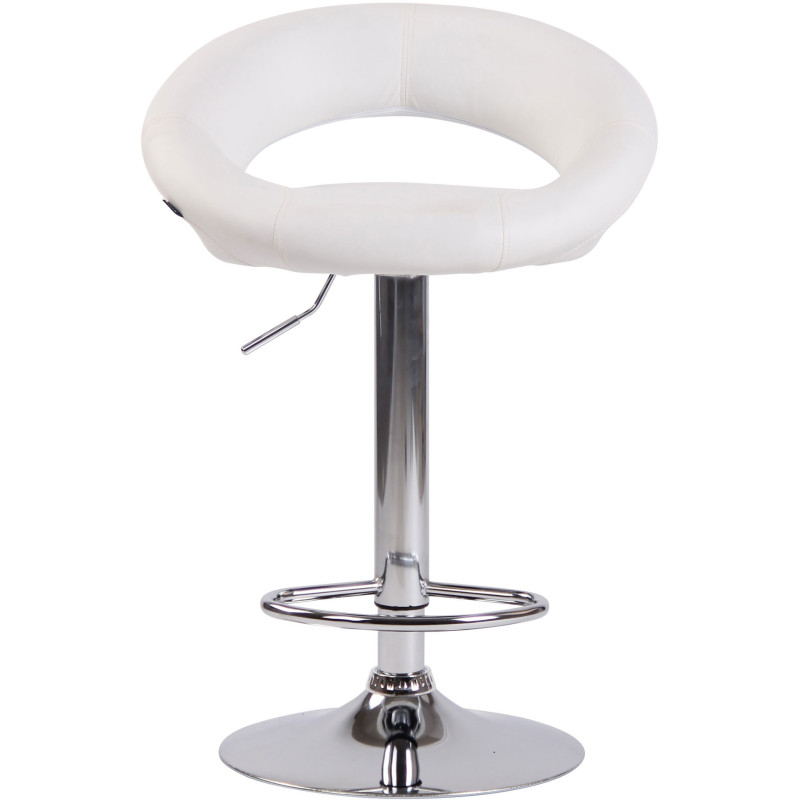 Tabouret de bar rond moderne en Polyuréthane Blanc Métal Argenté Zailor - 2