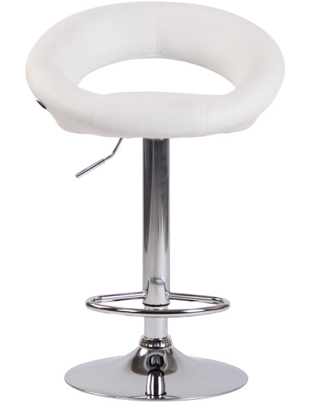 Tabouret de bar rond moderne en Polyuréthane Blanc Métal Argenté Zailor - 2