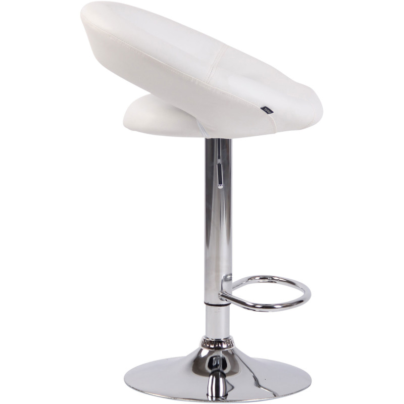 Tabouret de bar rond moderne en Polyuréthane Blanc Métal Argenté Zailor - 3