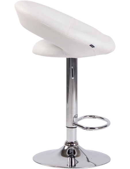 Tabouret de bar rond moderne en Polyuréthane Blanc Métal Argenté Zailor - 3