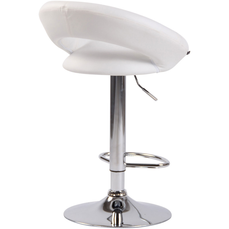 Tabouret de bar rond moderne en Polyuréthane Blanc Métal Argenté Zailor - 4