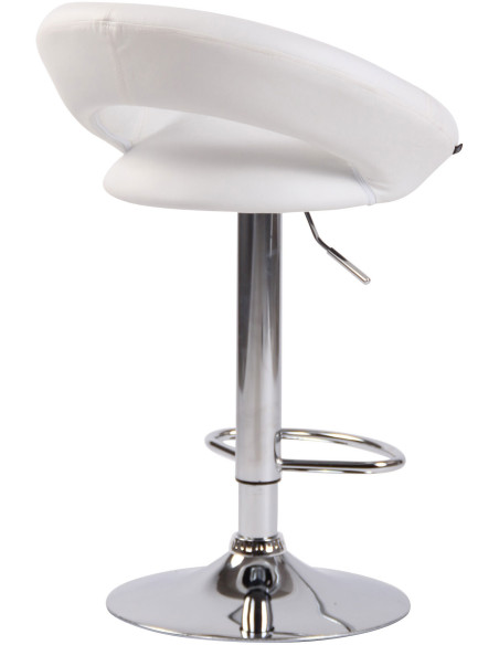 Tabouret de bar rond moderne en Polyuréthane Blanc Métal Argenté Zailor - 4