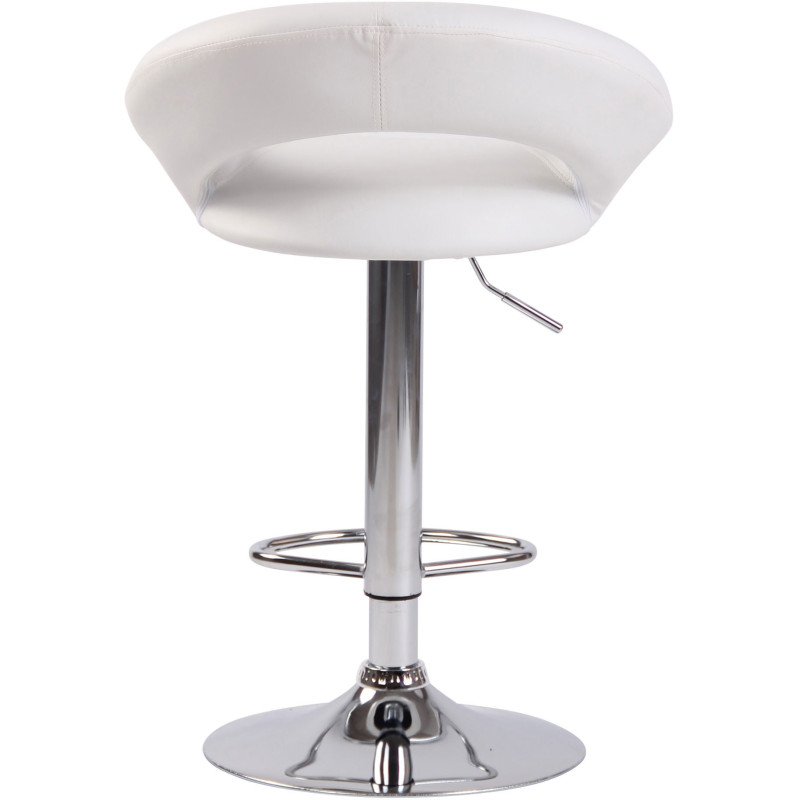 Tabouret de bar rond moderne en Polyuréthane Blanc Métal Argenté Zailor - 5