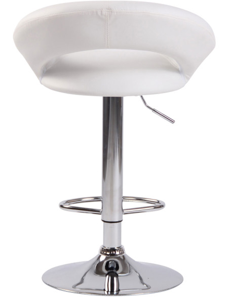 Tabouret de bar rond moderne en Polyuréthane Blanc Métal Argenté Zailor - 5