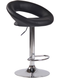 Tabouret de bar rond moderne en Polyuréthane Noir Métal Argenté Zailor - 1