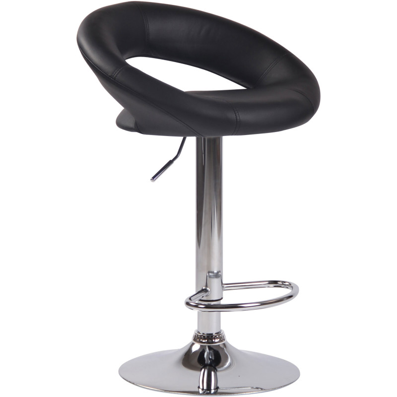 Tabouret de bar rond moderne en Polyuréthane Noir Métal Argenté Zailor - 1