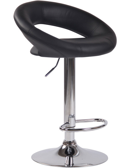 Tabouret de bar rond moderne en Polyuréthane Noir Métal Argenté Zailor - 1