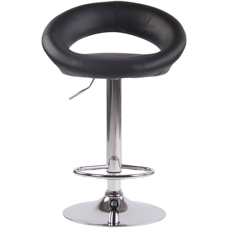 Tabouret de bar rond moderne en Polyuréthane Noir Métal Argenté Zailor - 2