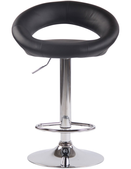 Tabouret de bar rond moderne en Polyuréthane Noir Métal Argenté Zailor - 2