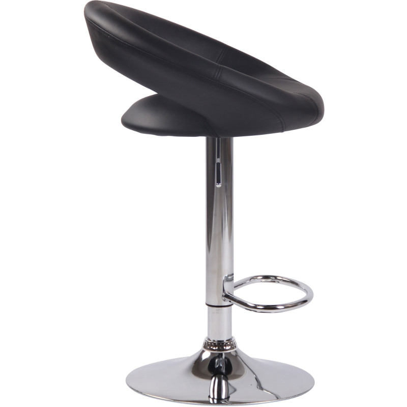 Tabouret de bar rond moderne en Polyuréthane Noir Métal Argenté Zailor - 3