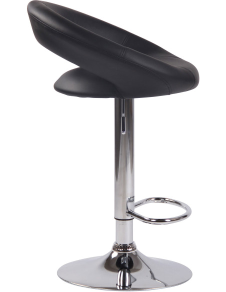 Tabouret de bar rond moderne en Polyuréthane Noir Métal Argenté Zailor - 3