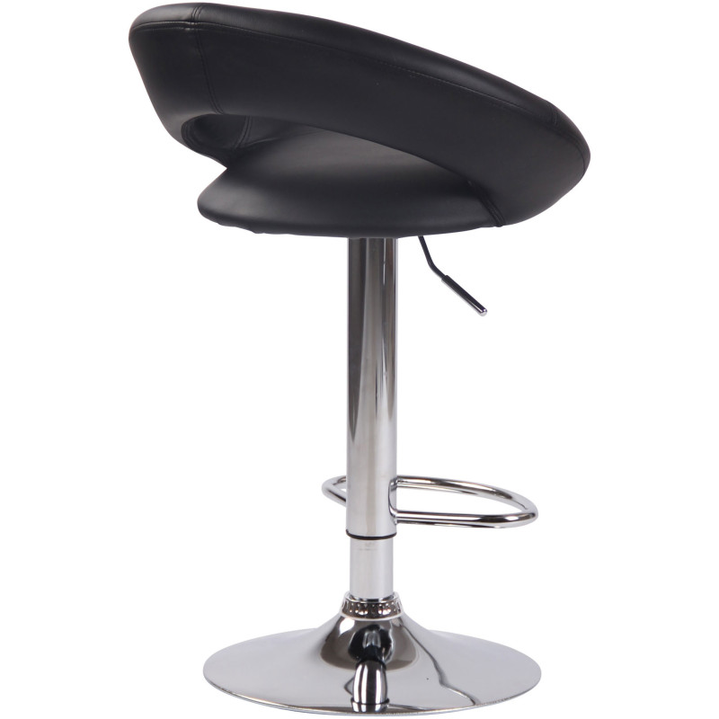 Tabouret de bar rond moderne en Polyuréthane Noir Métal Argenté Zailor - 4