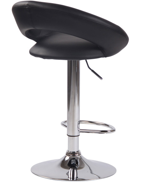 Tabouret de bar rond moderne en Polyuréthane Noir Métal Argenté Zailor - 4