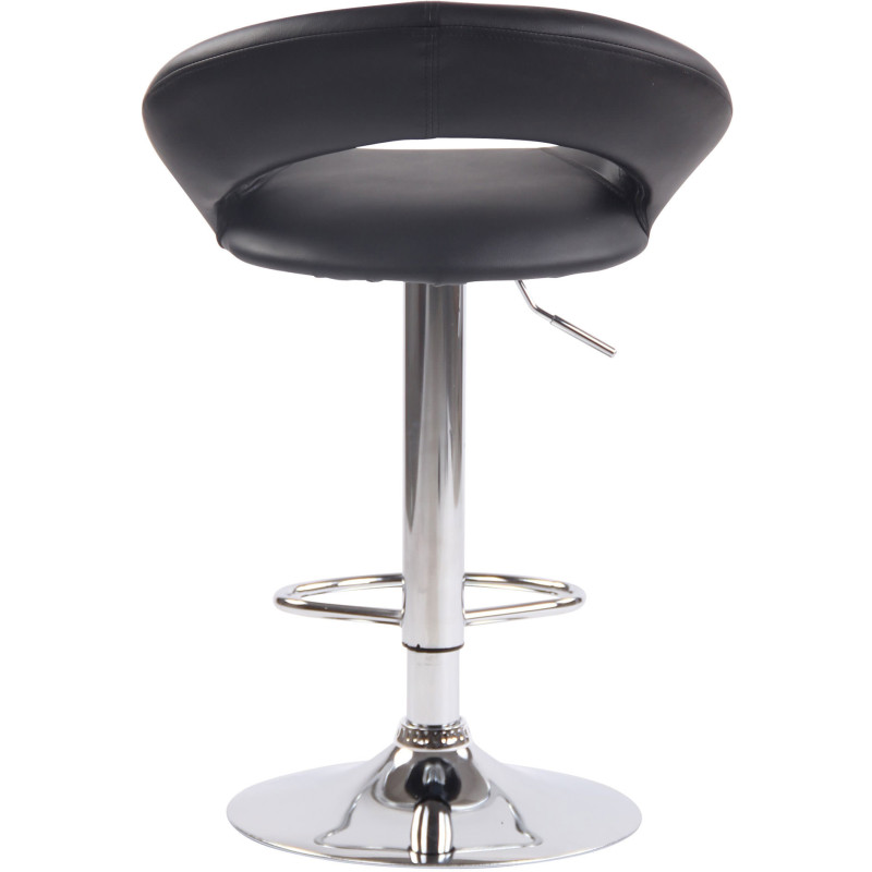 Tabouret de bar rond moderne en Polyuréthane Noir Métal Argenté Zailor - 5