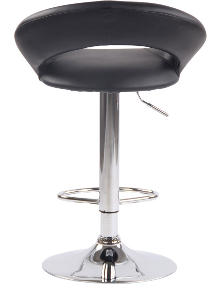 Tabouret de bar rond moderne en Polyuréthane Noir Métal Argenté Zailor - 5