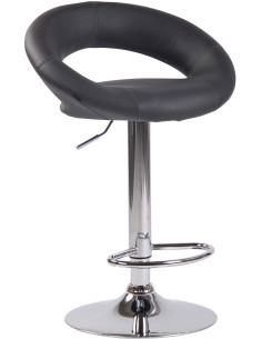 Tabouret de bar rond moderne en Polyuréthane Bleu Métal Argenté Zailor - 1