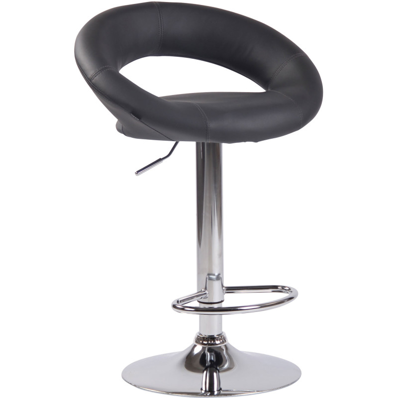 Tabouret de bar rond moderne en Polyuréthane Bleu Métal Argenté Zailor - 1
