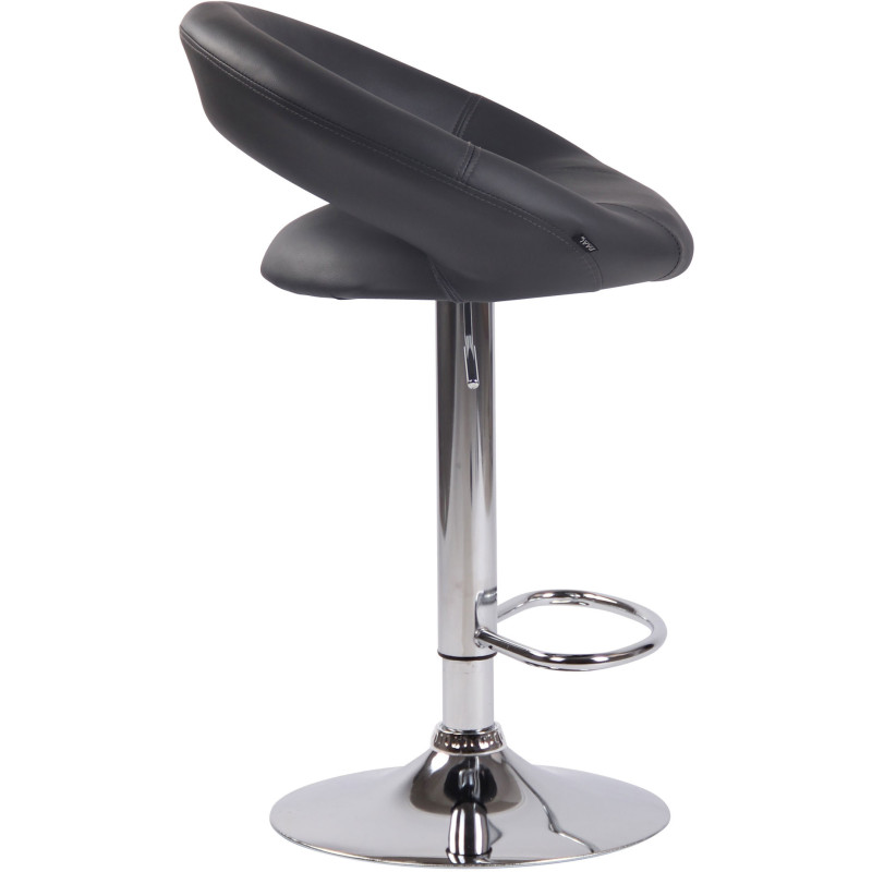 Tabouret de bar rond moderne en Polyuréthane Bleu Métal Argenté Zailor - 3