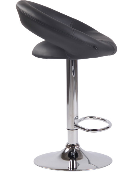 Tabouret de bar rond moderne en Polyuréthane Bleu Métal Argenté Zailor - 3