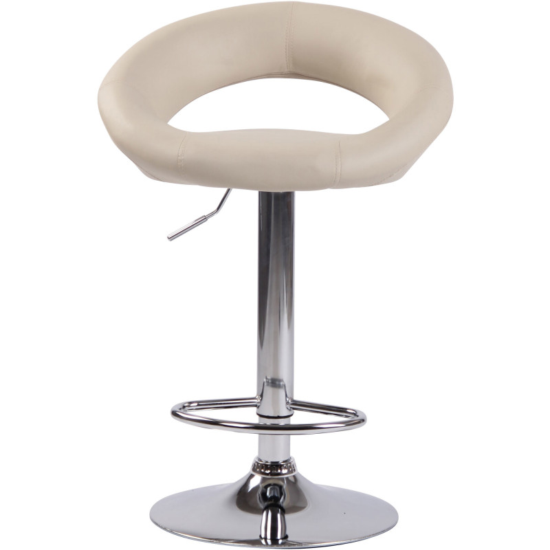 Tabouret de bar rond moderne en Polyuréthane Blanc crème Métal Argenté Zailor - 2