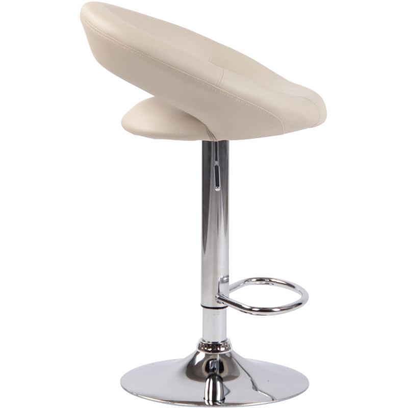 Tabouret de bar rond moderne en Polyuréthane Blanc crème Métal Argenté Zailor - 3