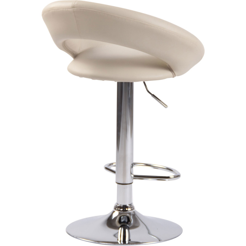 Tabouret de bar rond moderne en Polyuréthane Blanc crème Métal Argenté Zailor - 4