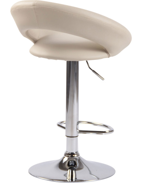 Tabouret de bar rond moderne en Polyuréthane Blanc crème Métal Argenté Zailor - 4