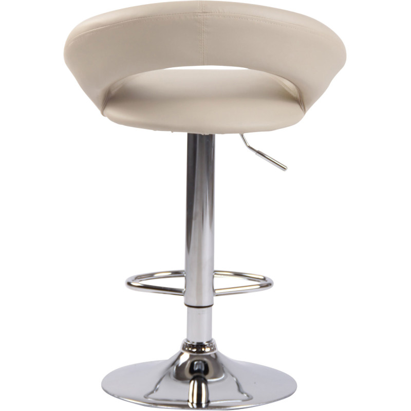 Tabouret de bar rond moderne en Polyuréthane Blanc crème Métal Argenté Zailor - 5
