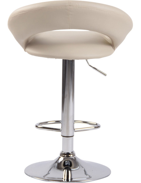 Tabouret de bar rond moderne en Polyuréthane Blanc crème Métal Argenté Zailor - 5