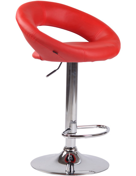 Tabouret de bar rond moderne en Polyuréthane Rouge Métal Argenté Zailor - 1