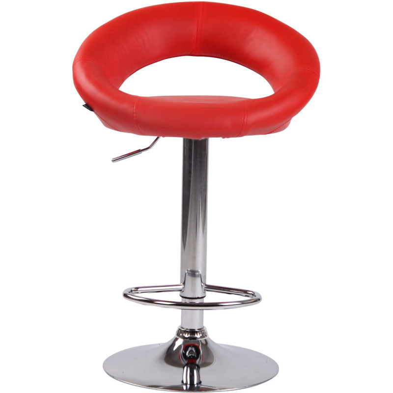 Tabouret de bar rond moderne en Polyuréthane Rouge Métal Argenté Zailor - 2