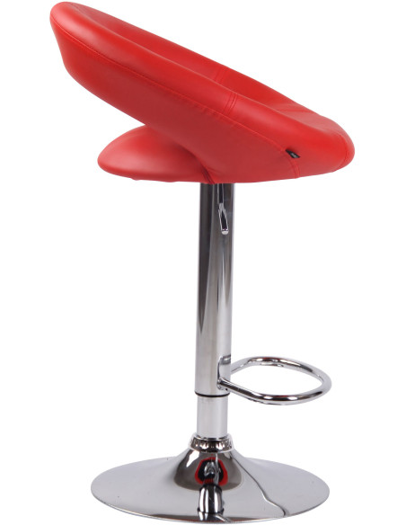 Tabouret de bar rond moderne en Polyuréthane Rouge Métal Argenté Zailor - 3