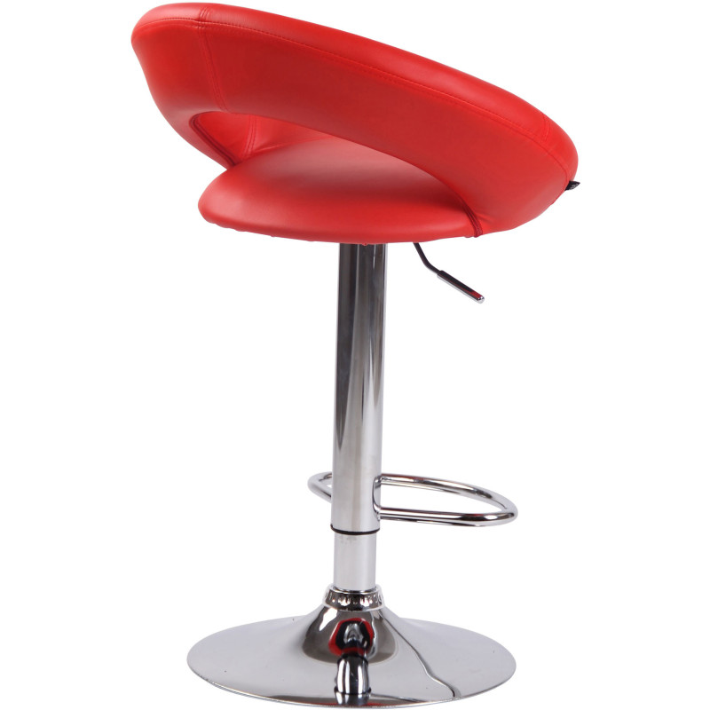Tabouret de bar rond moderne en Polyuréthane Rouge Métal Argenté Zailor - 4