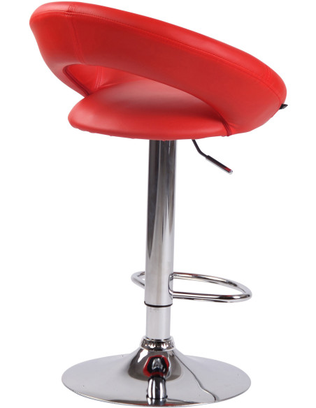 Tabouret de bar rond moderne en Polyuréthane Rouge Métal Argenté Zailor - 4