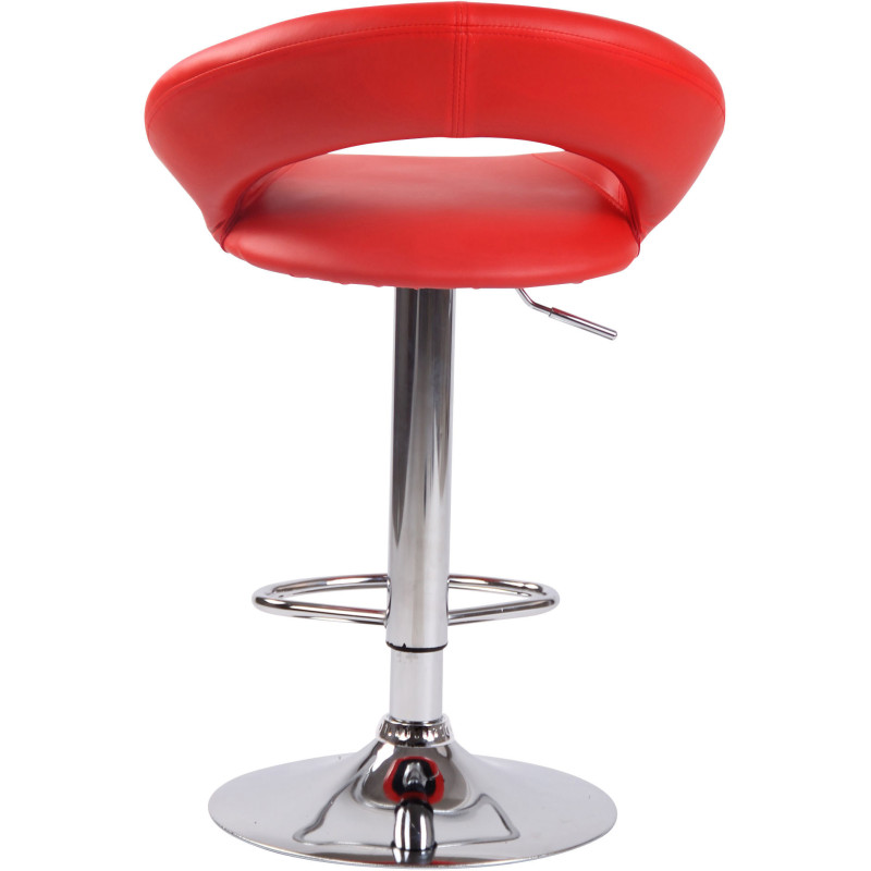 Tabouret de bar rond moderne en Polyuréthane Rouge Métal Argenté Zailor - 5