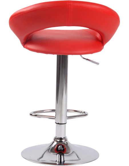 Tabouret de bar rond moderne en Polyuréthane Rouge Métal Argenté Zailor - 5