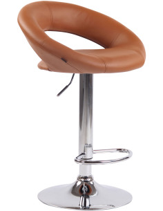 Tabouret de bar rond moderne en Polyuréthane Marron clair Métal Argenté Zailor - 1