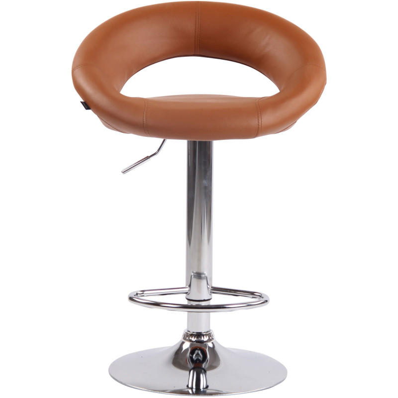 Tabouret de bar rond moderne en Polyuréthane Marron clair Métal Argenté Zailor - 2