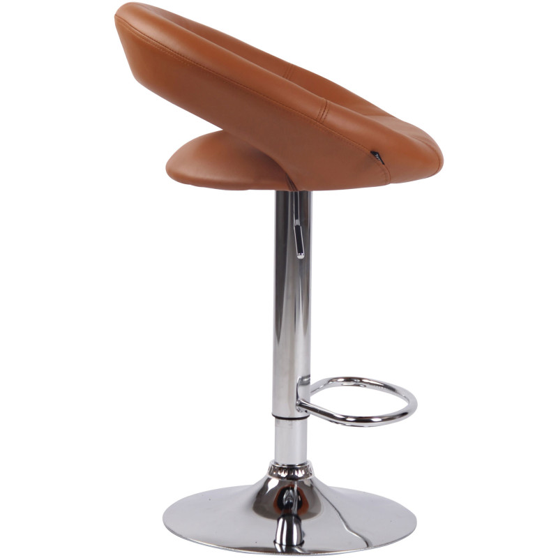 Tabouret de bar rond moderne en Polyuréthane Marron clair Métal Argenté Zailor - 3