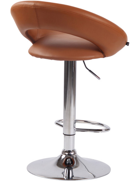 Tabouret de bar rond moderne en Polyuréthane Marron clair Métal Argenté Zailor - 4