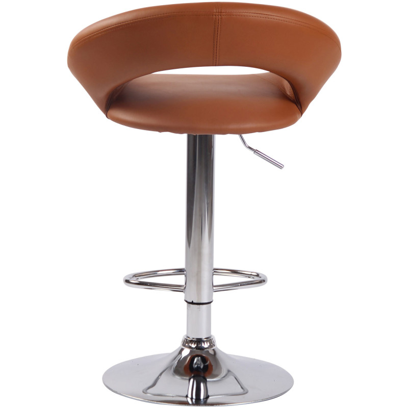 Tabouret de bar rond moderne en Polyuréthane Marron clair Métal Argenté Zailor - 5