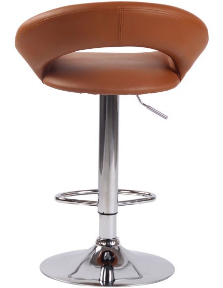 Tabouret de bar rond moderne en Polyuréthane Marron clair Métal Argenté Zailor - 5