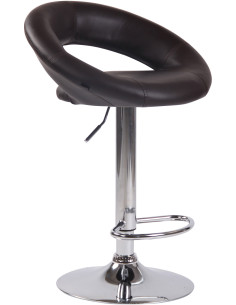 Tabouret de bar rond moderne en Polyuréthane Marron Métal Argenté Zailor - 1